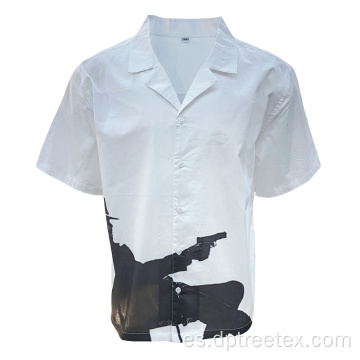 Impresión personalizada Camisa informal de verano para hombres de algodón suave